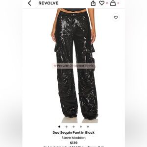 Steve Mdden Duo Sequin cargo pants- Attico style party outfit